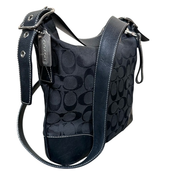 COACH Vintage Monogram Canvas Leather Trim Crossbody - Picture 5 of 14